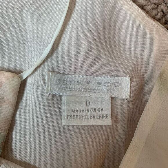 Jenny Yoo White Green Pink Cropped Tank Top Floral 0 Chiffon Abstract - Picture 5 of 8